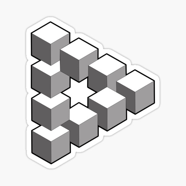 Vista previa del artículo con la obra «Triángulo de Penrose: ilusión óptica imposible, VisualParadoxe», diseñado y vendido por PixelPunny.