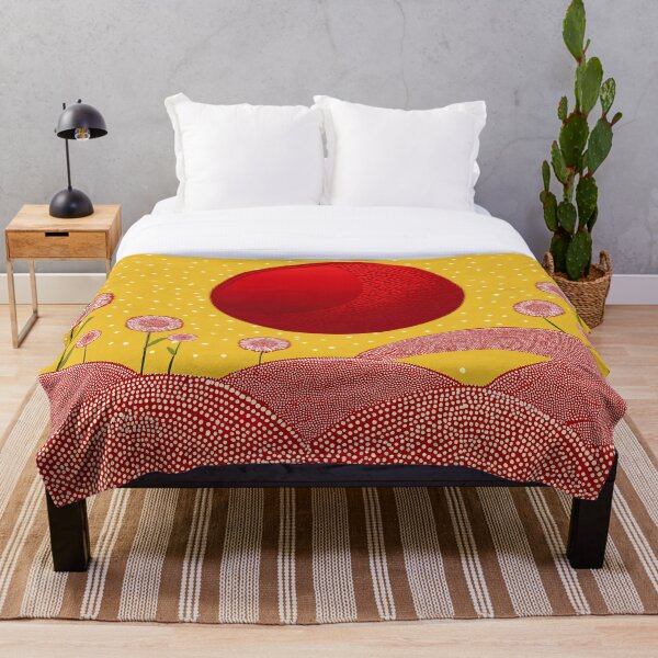 Aperçu de l'œuvre Fleurs de lune rouge sur fond jaune - Résumé créée et vendue par sonjas.