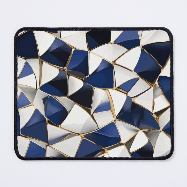 Item preview, Abstract Spiral  Blue White Gold Geometry  designed and sold by Vicky Brago-Mitchell®.