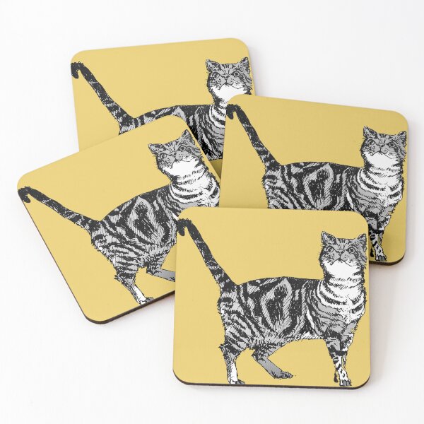 Item preview, Striped Tabby Cat Drawing Yellow Art designed and sold by Sarah  Rajkotwala.