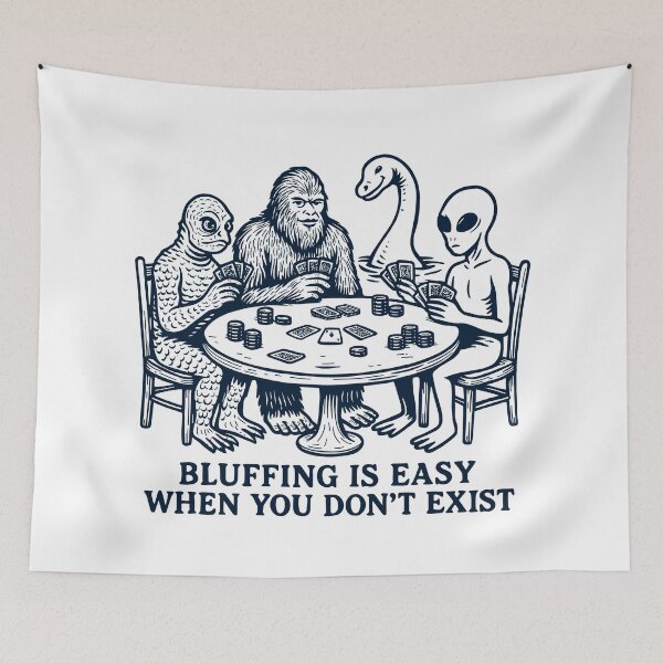 Item preview, Cryptid Poker Night – Bigfoot, Mothman, Nessie, and More – Vintage Style Paranormal Art designed and sold by trajeado14.