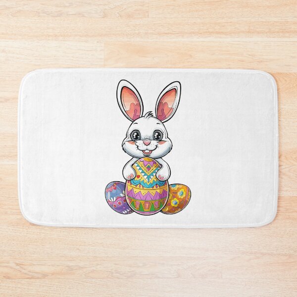 Item preview, easter bunny - white rabbit with colored eggs designed and sold by MaveArts.