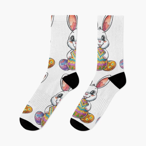 Item preview, easter bunny - white rabbit with colored eggs designed and sold by MaveArts.