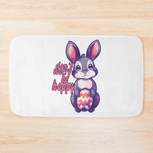Item preview, don't worry be happy - hoppy cute bunny with message and easter egg designed and sold by MaveArts.