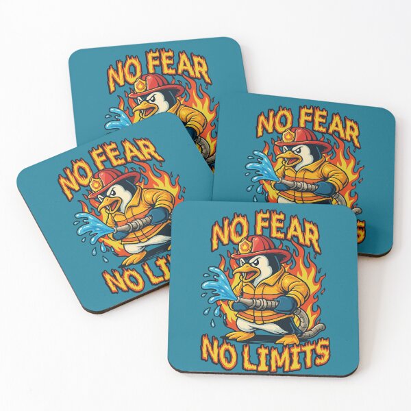 Item preview, No Fear No Limits Firefighter Penguin designed and sold by Hoof Crafted Studio.
