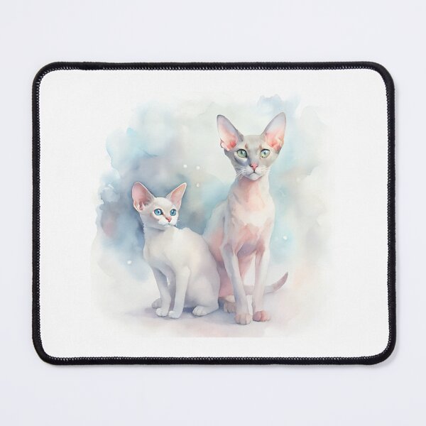 Item preview, Devon Rex Cat Duo | Elegant Watercolor Pet Portrait designed and sold by Michael van der Hoorn.