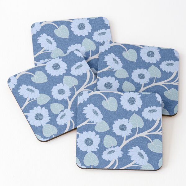 Item preview, Sunflowers light blue on navy designed and sold by MarySchwindt.