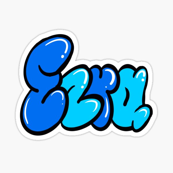 Vista previa del artículo con la obra «Nombre Ezra en caligrafía de grafiti azul Los 10 mejores regalos personalizados para niños Ezra», diseñado y vendido por Artonmytee.