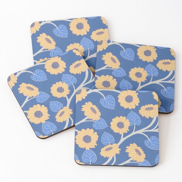 Item preview, Sunflowers pale yellow on navy designed and sold by MarySchwindt.