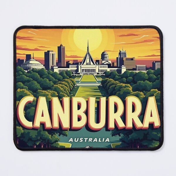 Item preview, Digital Retro Pop Art Poster of Canberra, Australia | Vintage-Inspired Aussie Artwork | Retro City Poster designed and sold by PaintedPixels01.
