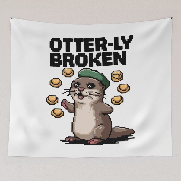 Item preview, Otterly Broke – Cute Pixel Art Otter with Coins designed and sold by NaturePixel.