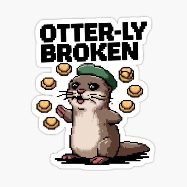 Artikel-Vorschau von Otterly Broke – Süßer Pixel Art Otter mit Münzen, designt und verkauft von NaturePixel.