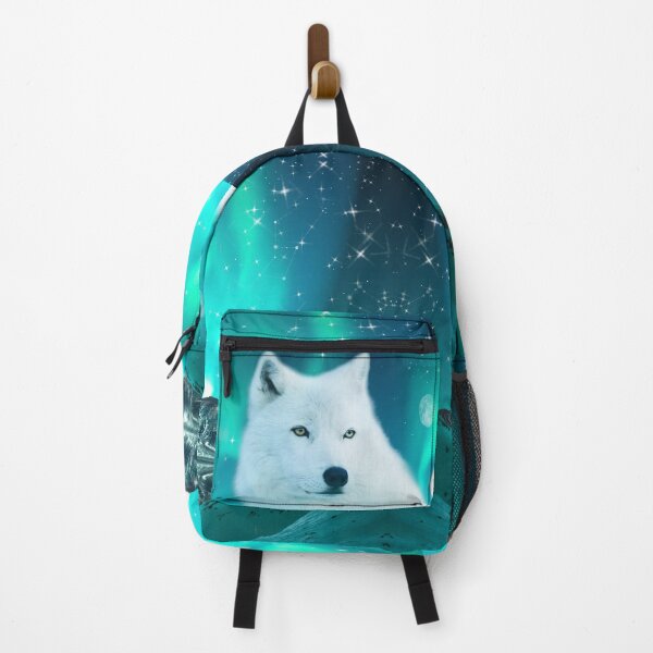 Item preview, Arctic wolf and magical night / Northern lights / Moon /Mountains designed and sold by EglesCreations.