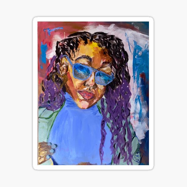 Black with Purple Hair Sticker
