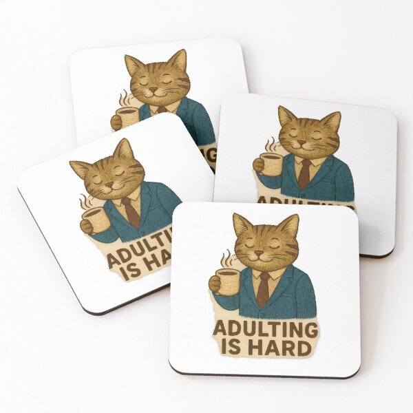 Item preview, Coffee Cat in Suit – Adulting Is Hard designed and sold by #Adulting Central.