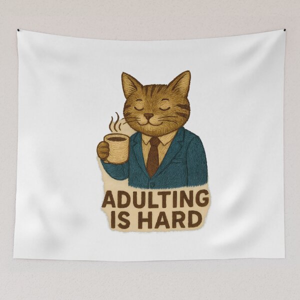Item preview, Coffee Cat in Suit – Adulting Is Hard designed and sold by #Adulting Central.