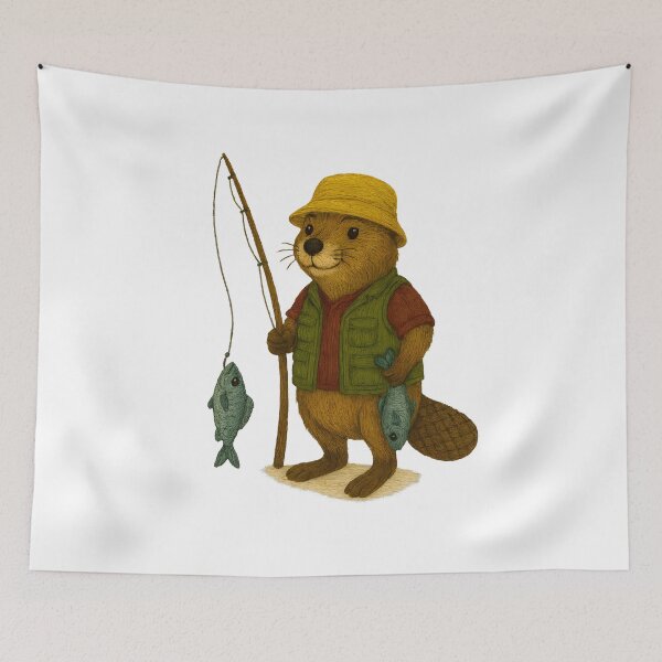 Item preview, Fishing Beaver with Fresh Catch designed and sold by #Adulting Central.