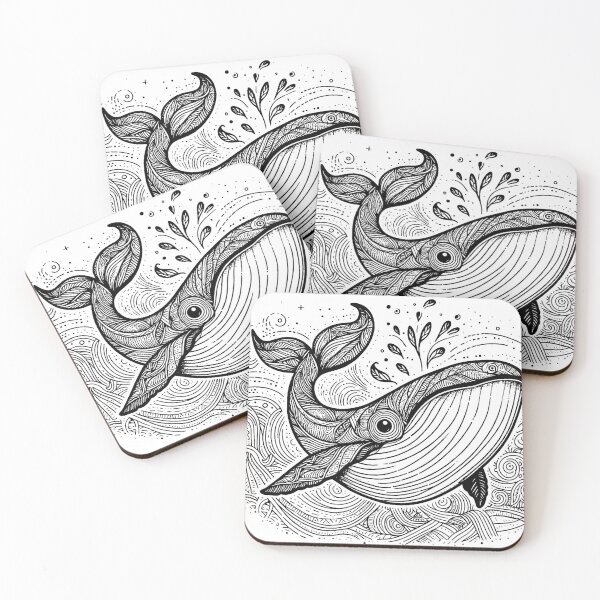 Artikelvorschau, Buckelwal Zen Doodle Linealkunst entworfen und verkauft von Aritxa.