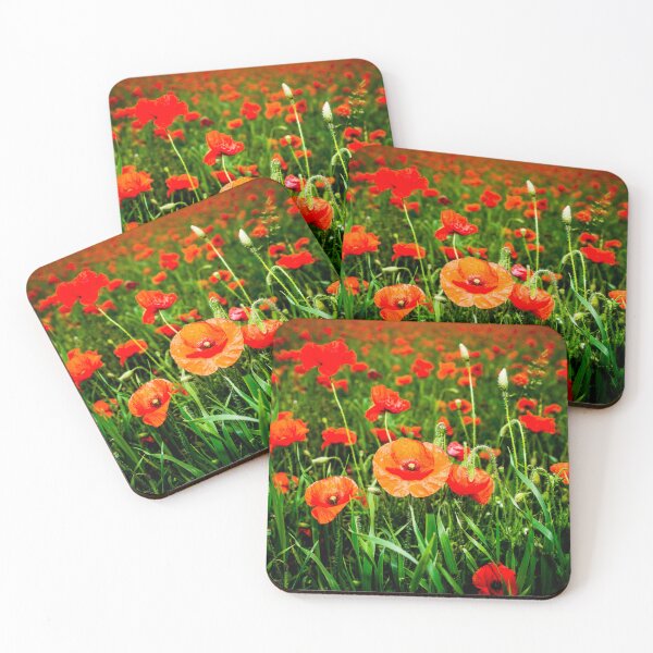 Item preview, Bright Red Poppies in Deep Green Summer Field designed and sold by Radiocafe.