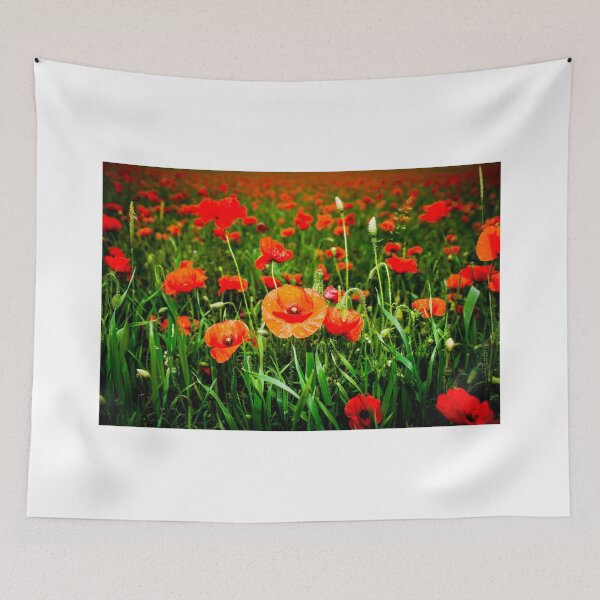 Item preview, Bright Red Poppies in Deep Green Summer Field designed and sold by Radiocafe.