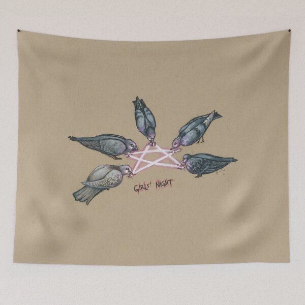 Item preview, "Girl's Night" - Pigeon Pentagram (Tan-Textured Background) designed and sold by vormora-nox.