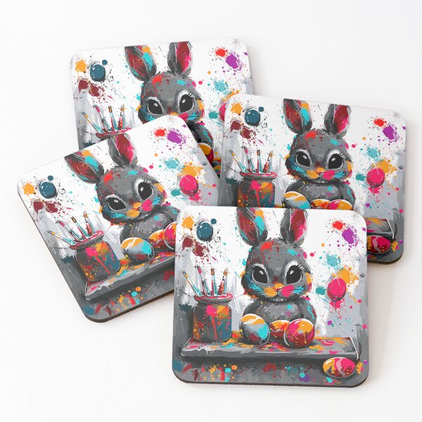 Item preview, bunny is painting the eggs for happy easter designed and sold by MaveArts.