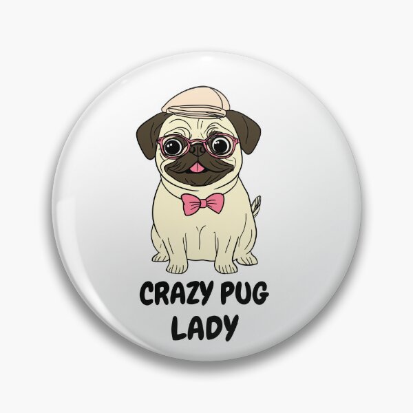 Item preview, Crazy Pug Lady. Pug dog T-shirt. Version 2. Goofy, weird and fun artwork by wonkydoodleink designed and sold by wonkydoodleink.