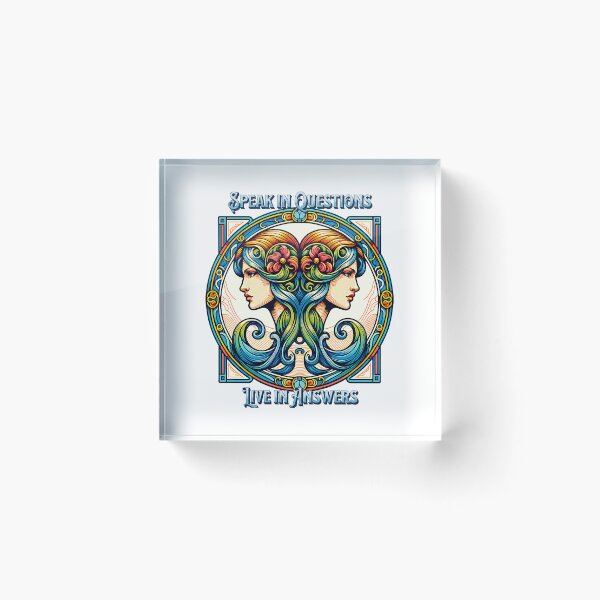 Item preview, Speak in Questions, Live in Answers – Gemini Zodiac Twins Art Nouveau Design designed and sold by NSB-Design.