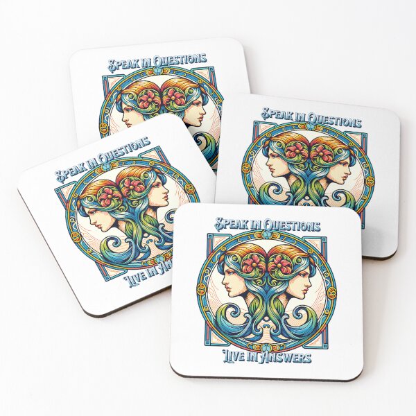 Item preview, Speak in Questions, Live in Answers – Gemini Zodiac Twins Art Nouveau Design designed and sold by NSB-Design.