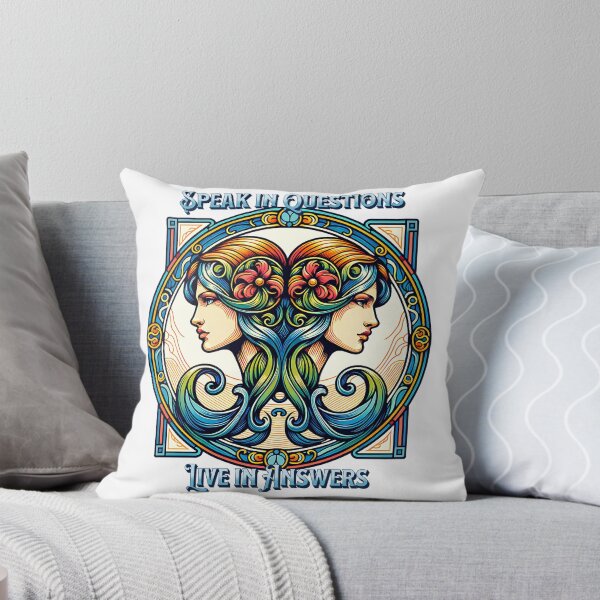 Item preview, Speak in Questions, Live in Answers – Gemini Zodiac Twins Art Nouveau Design designed and sold by NSB-Design.