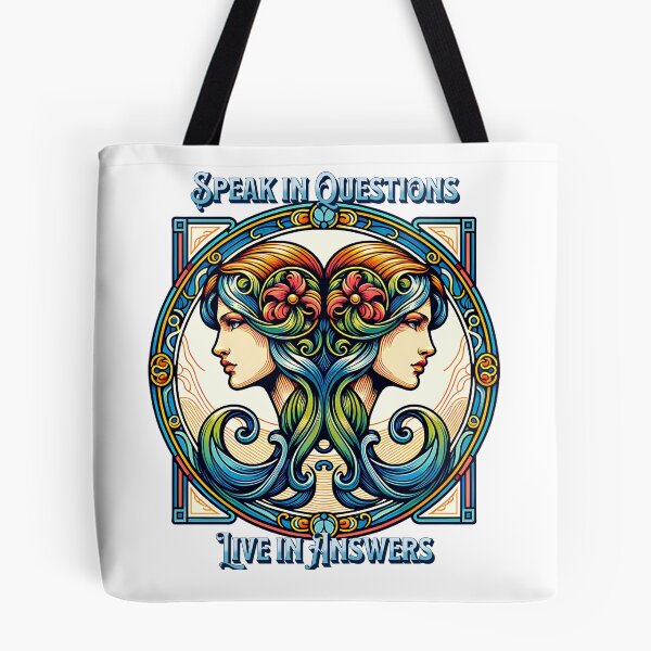 Item preview, Speak in Questions, Live in Answers – Gemini Zodiac Twins Art Nouveau Design designed and sold by NSB-Design.