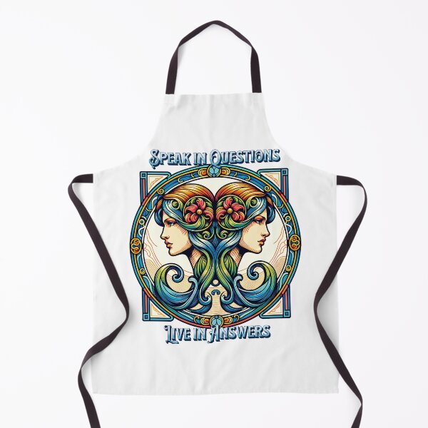 Item preview, Speak in Questions, Live in Answers – Gemini Zodiac Twins Art Nouveau Design designed and sold by NSB-Design.
