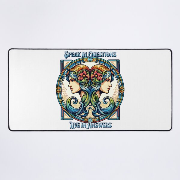 Item preview, Speak in Questions, Live in Answers – Gemini Zodiac Twins Art Nouveau Design designed and sold by NSB-Design.