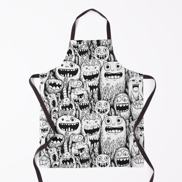 Item preview, Monstrous Mayhem – Black and White Doodle Monster Pattern designed and sold by Art of Ngu.