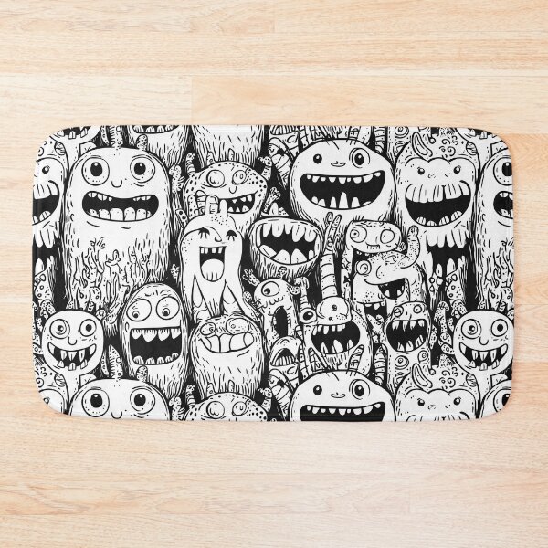 Item preview, Monstrous Mayhem – Black and White Doodle Monster Pattern designed and sold by Art of Ngu.