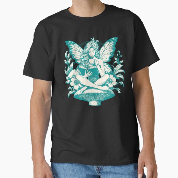 Item preview, Fairy Tee, Coffee & Romance Lover Shirt, Bookworm T-Shirt, Women's Graphic Tee, Fantasy Novel Reading Top, Magical Fairy Tale Tee-Shirt designed and sold by CM2P.