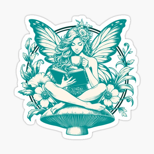 Item preview, Fairy Tee, Coffee & Romance Lover Shirt, Bookworm T-Shirt, Women's Graphic Tee, Fantasy Novel Reading Top, Magical Fairy Tale Tee-Shirt designed and sold by CM2P.
