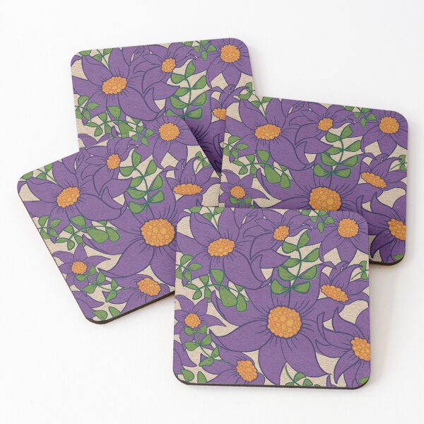 Item preview, Bold Florals Block Print in Purple and Green designed and sold by InkyOdyssey.