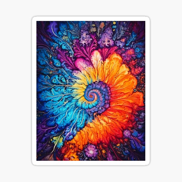 Colorful Intricate Abstract Trippy Pattern - Psychedelic Sticker