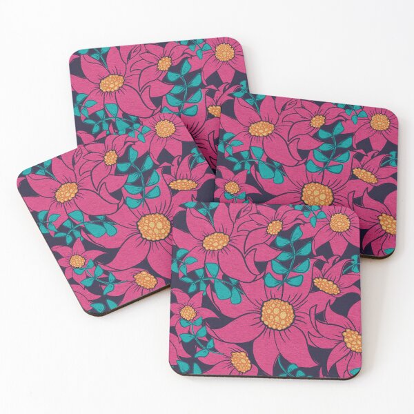 Item preview, Bold Florals Block Print in Pink and Green designed and sold by InkyOdyssey.