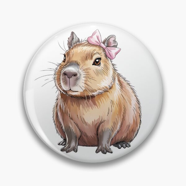 Item preview, Kawaii Capybara with Pink Bow Ribbon designed and sold by thebest-2studio.