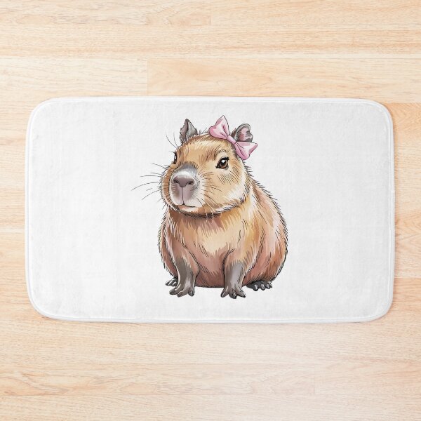 Item preview, Kawaii Capybara with Pink Bow Ribbon designed and sold by thebest-2studio.