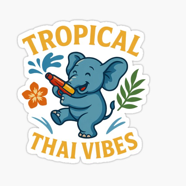 Item preview, Tropical Thai Vibes - Elephant with Flower | Thai Tropical Streetwear & Travel Art Print designed and sold by YODNAVA.