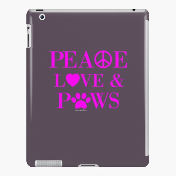Peace, Love & Paws Neon Pink Dog Slogan Gifts for Dog Lovers iPad Snap Case