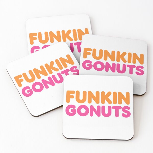 Item preview, Funkin Gonuts Donut Character with Coffee Cup – Pink Frosted Breakfast Parody Art designed and sold by Aryabek.