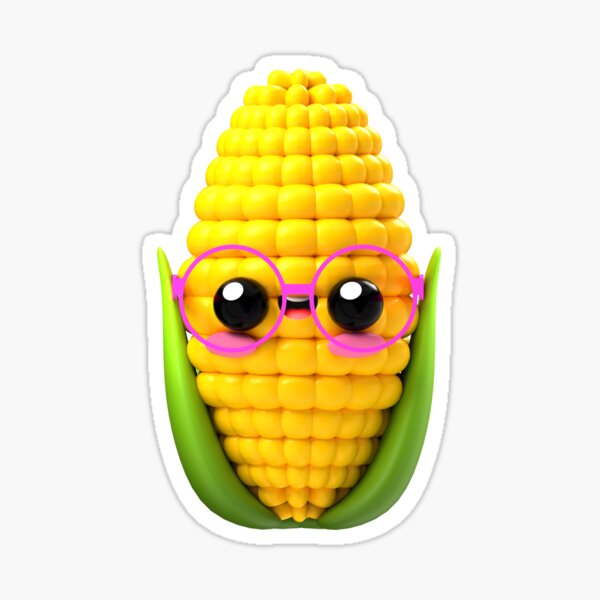 Cute Corn with Glasses – Baby Kawaii Character Sticker