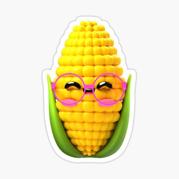 Smiling Baby Corn with Glasses – Cute Kawaii Art for Toddlers Sticker