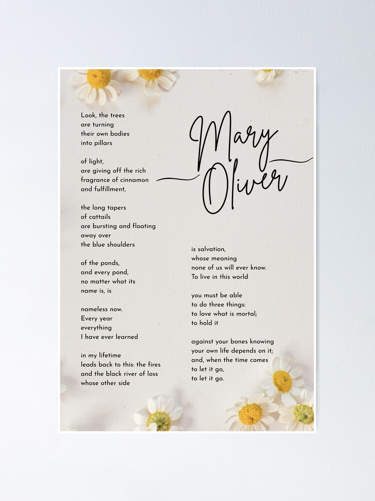Thumbnail 1 of 3, Poster, Mary Oliver Inspiring Poetry: In Blackwater Woods designed and sold by Poeticrituation.