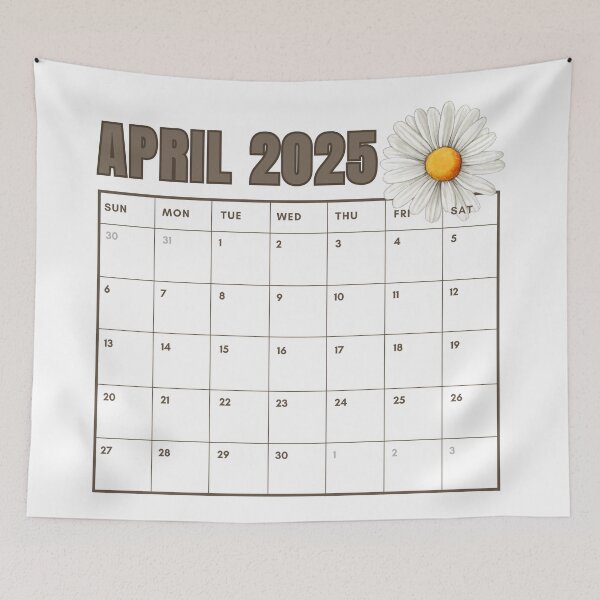 Item preview, April 2025 Calendar – Daisy Flower Theme designed and sold by RvinJo8.