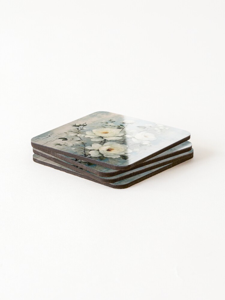 Thumbnail 4 of 5, Coasters (Set of 4), White Roses designed and sold by ViaARTfactory.